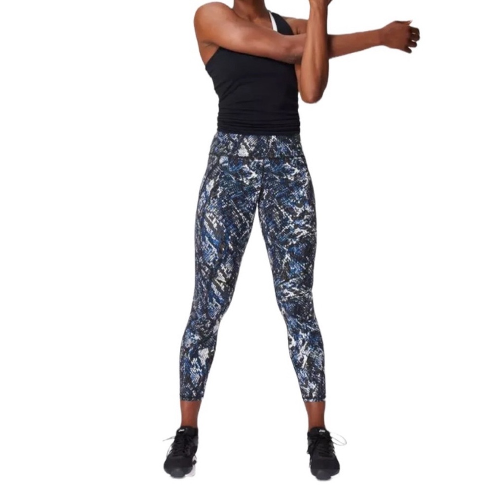 Sweaty Betty Power 7/8 Workout Leggings Snakeskin Print High Waist Pocket Small